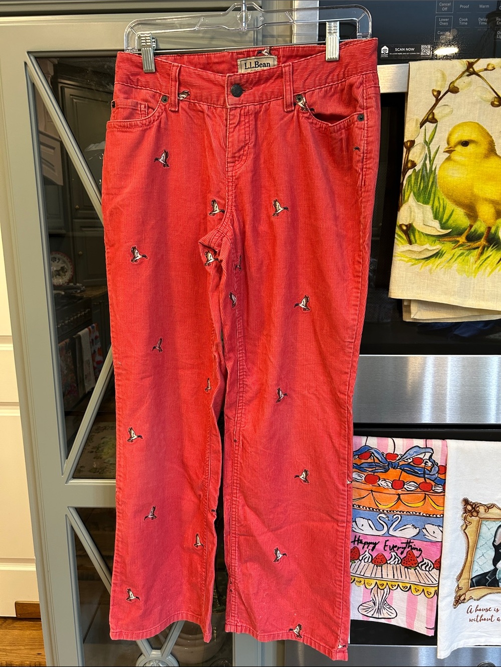 L.L. Bean Vintage Embroidered Mallard Duck Mid Rise Wide-Leg Corduroy Pants 6P